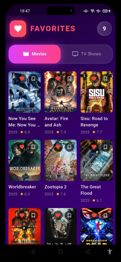 Xuper TV favorites screen